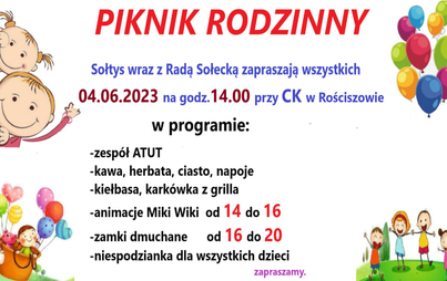 Zdjęcie do 4 VI: Zapraszamy na Piknik w Rościszowie