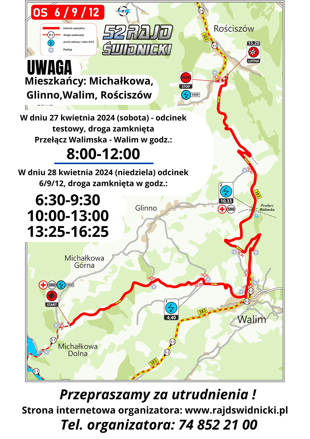 Zamknięcie dr&oacute;g - godziny